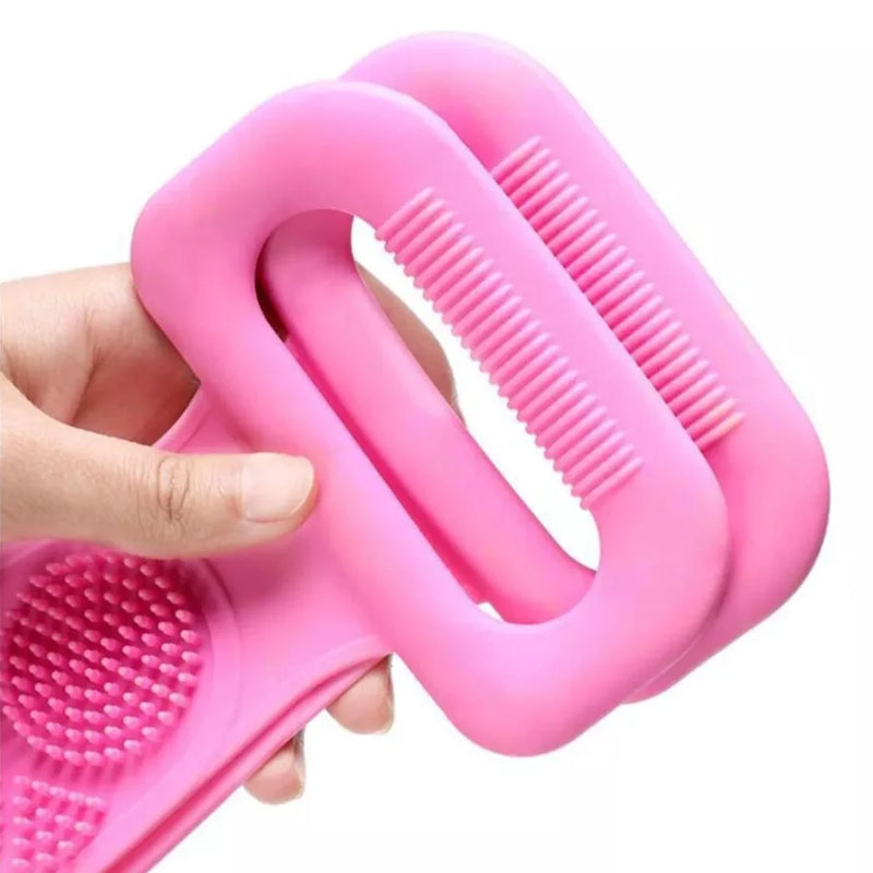 Massageador de silicone dupla face, cuidados com a pele, ideal para usar no banho - para uma limpeza eficaz e uma massagem relaxante na hora de seu banho