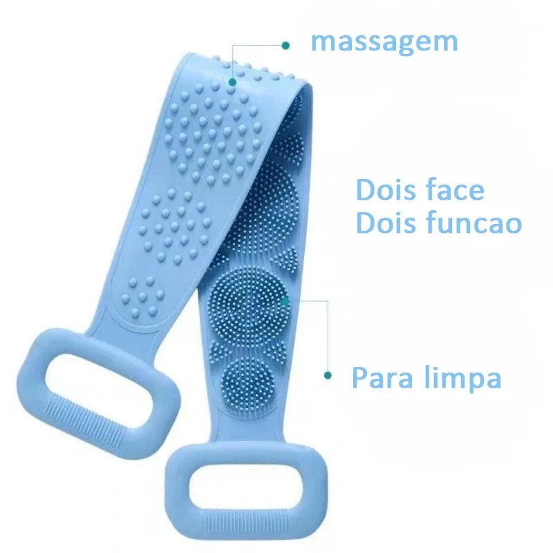 Massageador de silicone dupla face, cuidados com a pele, ideal para usar no banho - para uma limpeza eficaz e uma massagem relaxante na hora de seu banho