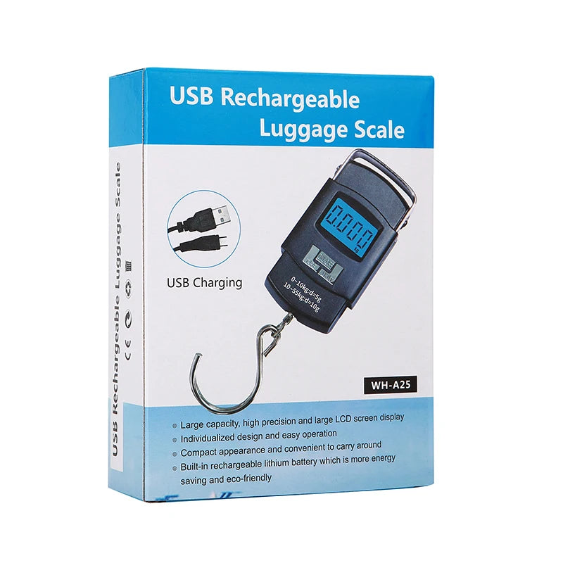 55kg/10g USB Charging Electronic Digital Scale Hanging Hook Fishing Travel Double Precision Luggage Weight Scale Balance Scales