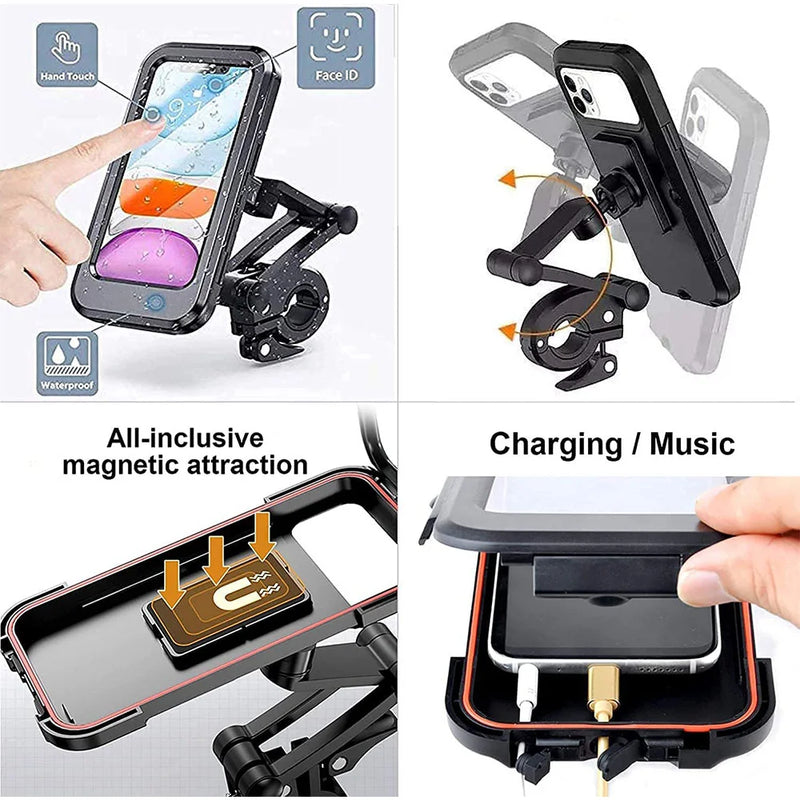 Bike Phone Holder Waterproof Motorcycle Phone Holder with TPU Touch Screen 360° Universal  Bicycle Mobile Mount for iPhone