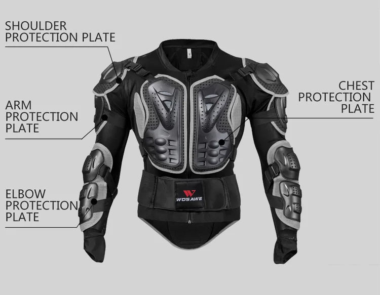 WOSAWE Men Motorcycle Jacket Armor Full Motorcycle Body Armor Racing Motocross Jacket Protective Armor Sports Protective Gear