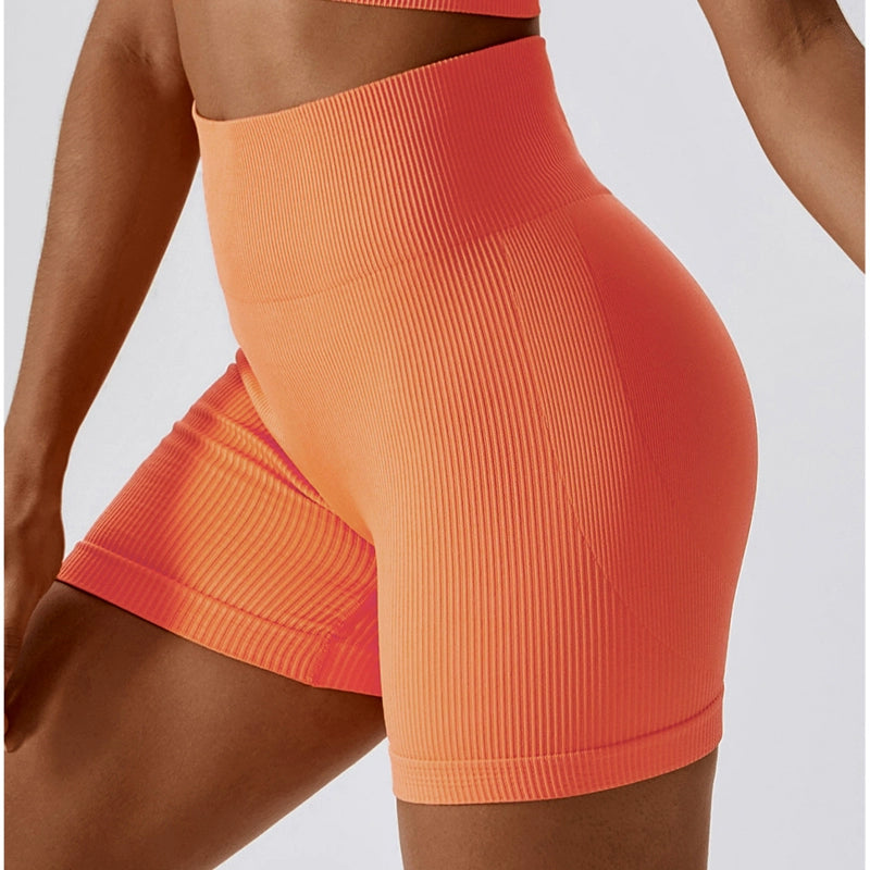 Summer Seamless Yoga Shorts Women's High Waist Hip Lifting Sport Shorts Outwear Running Training Fitness Tights Honey Hip