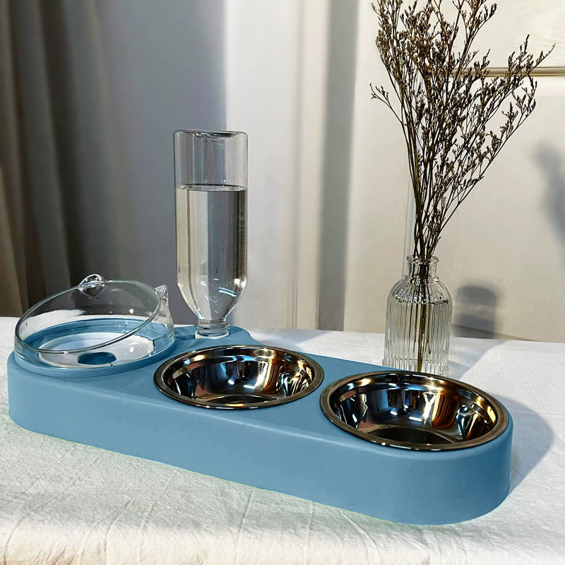 Cat Bowl Automatic Drinking Water Double Bowls Cat Stainless Steel Rice Basin Kittens Basin Food Bowl Dog Feeder Pet Food Basin