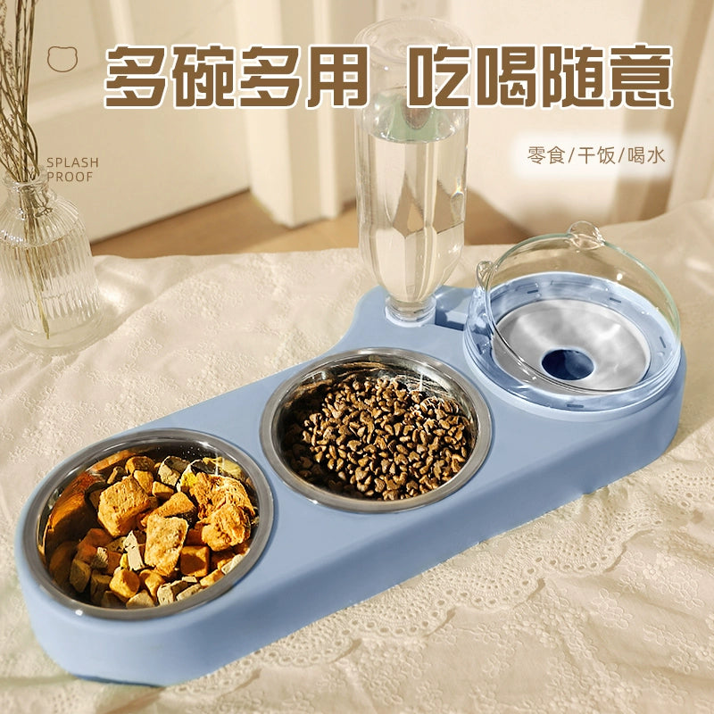 Cat Bowl Automatic Drinking Water Double Bowls Cat Stainless Steel Rice Basin Kittens Basin Food Bowl Dog Feeder Pet Food Basin