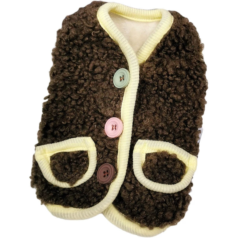 Double Pocket Cat Clothes Teddy Autumn and Winter Pet Clothing Dog Winter Clothing Small Size Dogs Bichon Vest Thickened