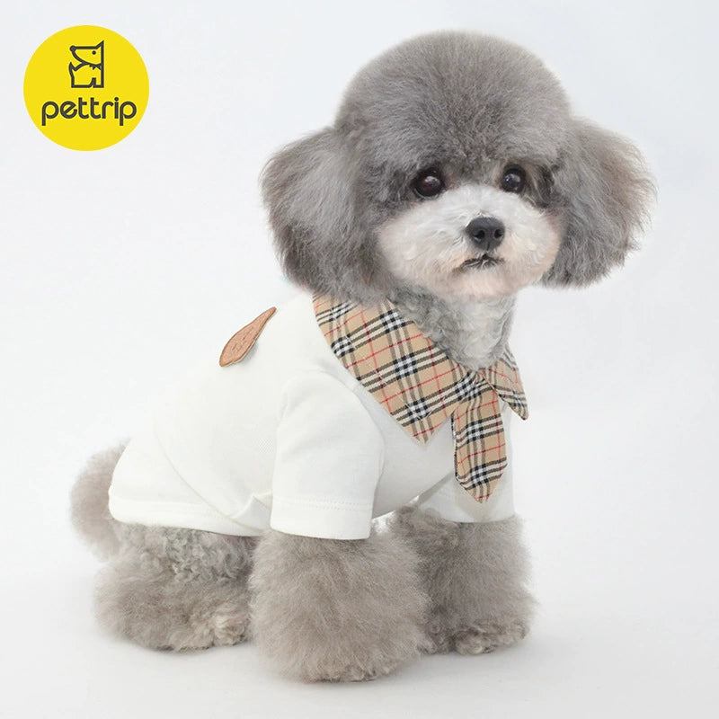 Puppy Clothes Small Size Dogs Base Two Feet Apparel Pet Cat Clothes Teddy Plaid Tie Two Feet Apparel Small Size Dogs