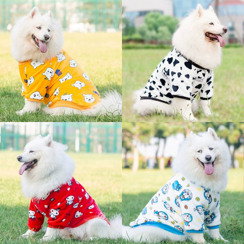 Pet Clothes Dog Pet Costume Golden Retriever Medium Large Dog German Shepherd Husky Samoyed Thickened Two Feet Autumn and Winter Clothes