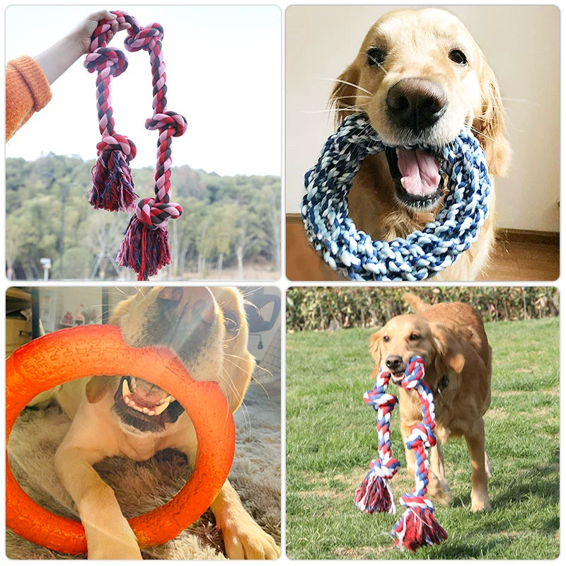 Dog Toy Hemp Rope Golden Retriever Labrador Ball Large Dog Bite-Resistant Cord Teether Knot Bite Rope Toy Pet Supplies