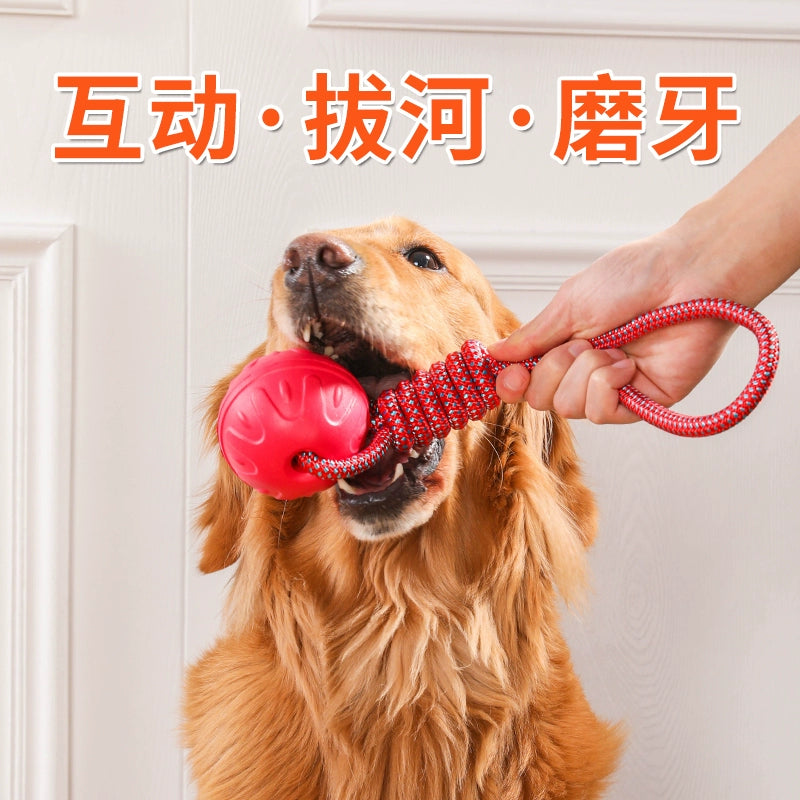 Dog Toy Hemp Rope Golden Retriever Labrador Ball Large Dog Bite-Resistant Cord Teether Knot Bite Rope Toy Pet Supplies