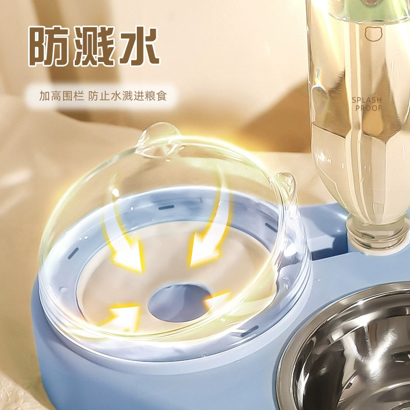 Cat Bowl Automatic Drinking Water Double Bowls Cat Stainless Steel Rice Basin Kittens Basin Food Bowl Dog Feeder Pet Food Basin