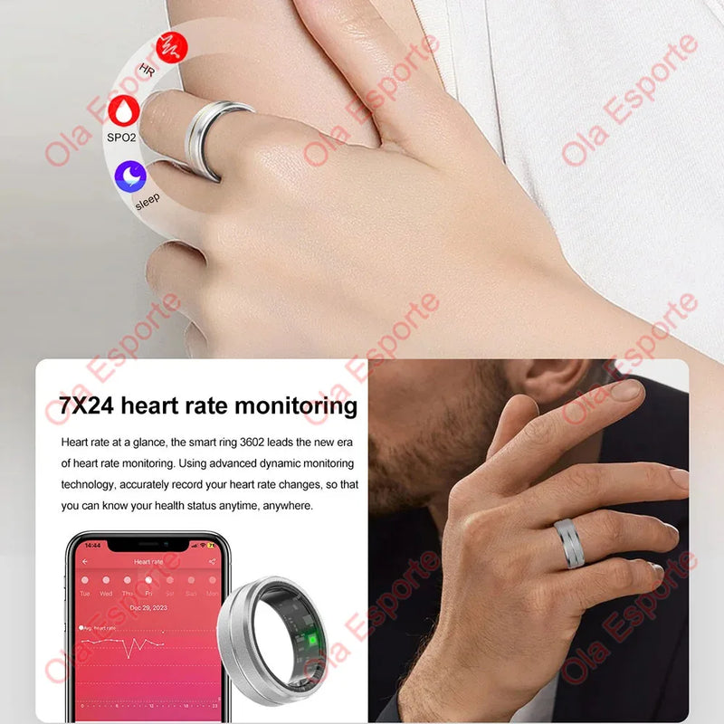 Ceramic Smart Ring Military Grade Titanium Steel Smart Rings for Men Health Monitoring IP68 & 3ATM Waterproof Multi-sport Modes