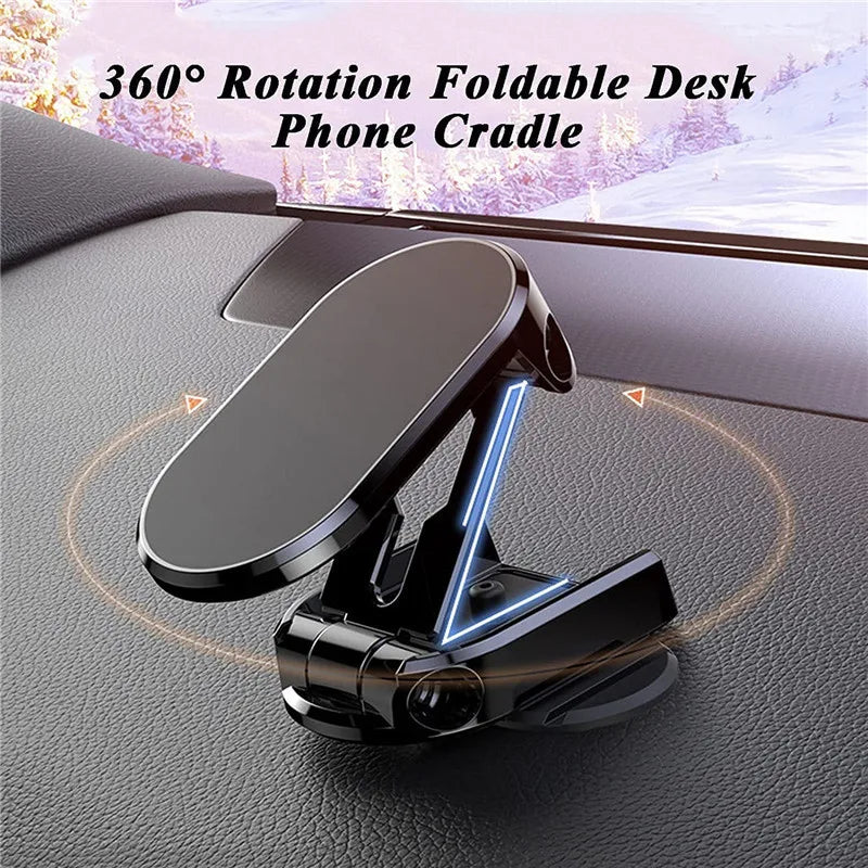 Magnetic Car Phone Holder Foldable 720° Rotation Hanger Mount Mobile Cell Phone Stand GPS Support For iPhone 14 13 12 11 Xiaomi