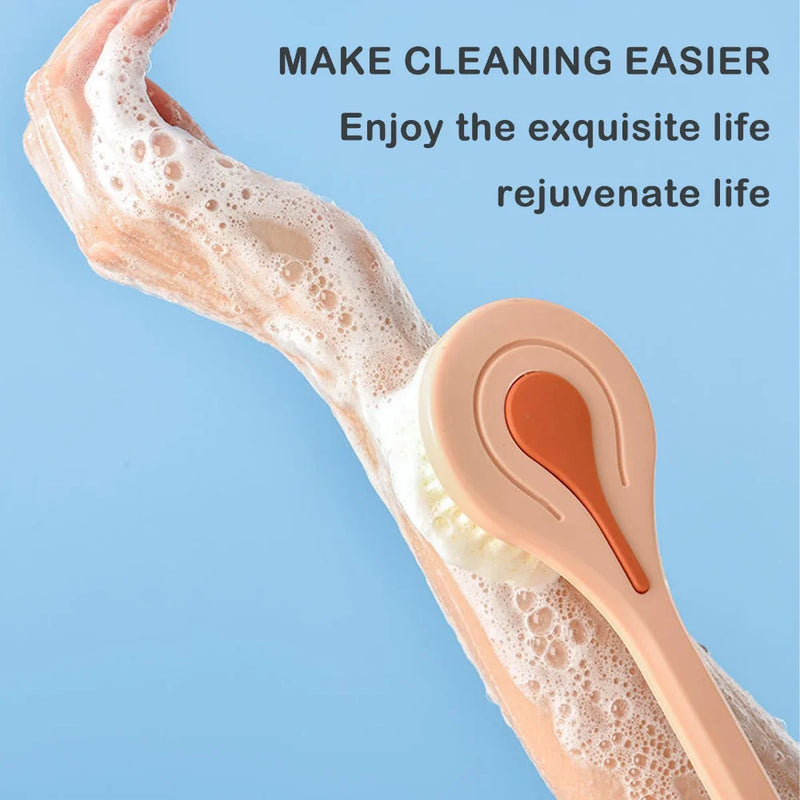 Long Handle Bath Brush Exfoliating ScrubberBody Scrub Back Massage Brush Shower Brush Sponge Exfoliator Cleaning Bathing Tools