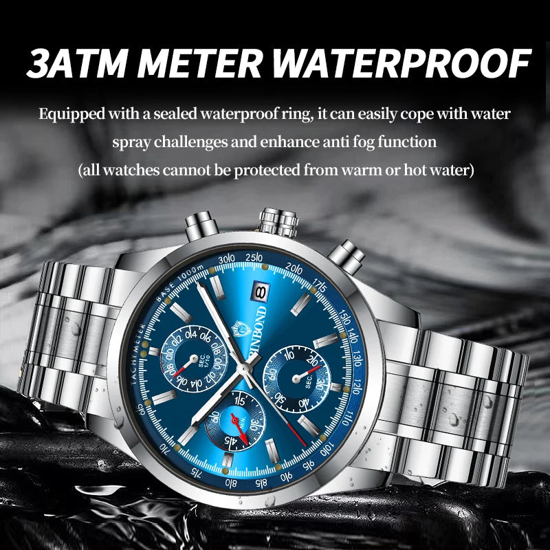 2024 New Luxury Men's Watches Quartz Watch Silicone Sport Date Chronograph Waterproof Luminous Multifunction Men's Quartz Watch