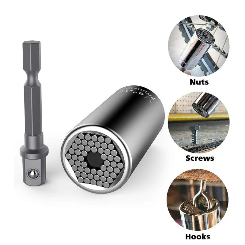 1PC 7-19mm Universal Socket Head Socket Wrench Multifunctional Universal Sleeve Hand Drill Magic Extension Rod Portable Tool Set