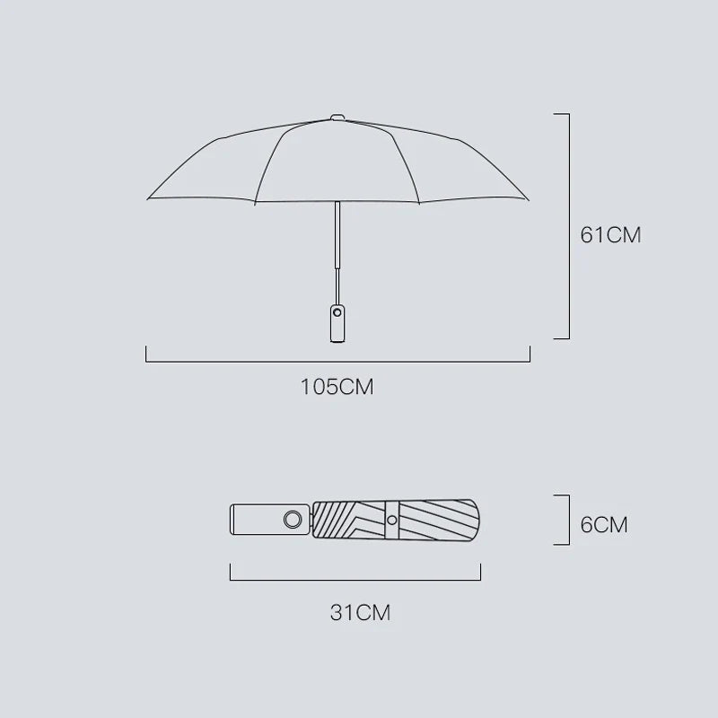 Blue Umbrella for Night Reinforced Thickened Sunny Rain Umbrella Light Automatic Shrinkable Black Folding Umbrella Extra Large