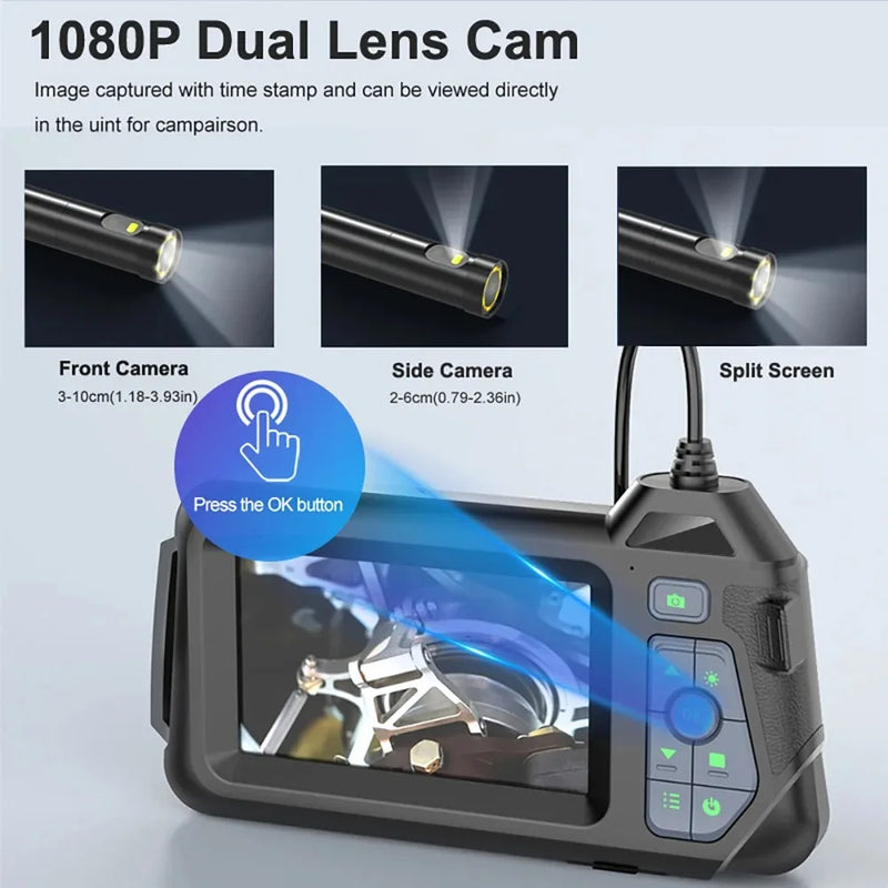 Industrial Endoscope Camera 1080P 4.3 " IPS Single Dual Lens Pipe Car Inspection Camera IP68 Waterproof 8 LEDs For Sewer Engine