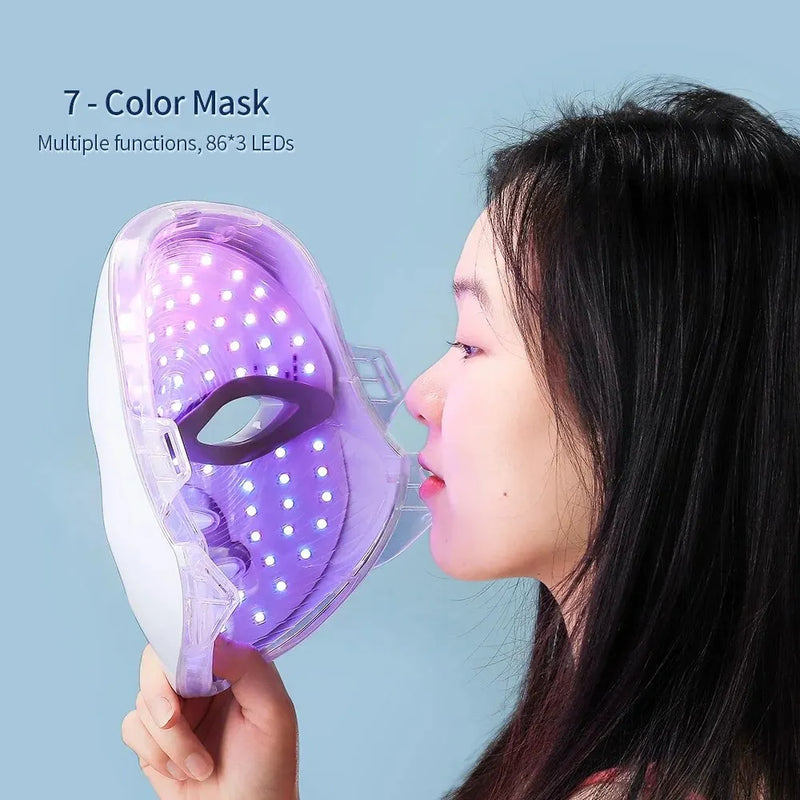 7 Colors LED Facial Mask Red Light Photon Therapy Anti Wrinkle Firming Skin Brightening Acne Treatment Skin Care Face LED Mask