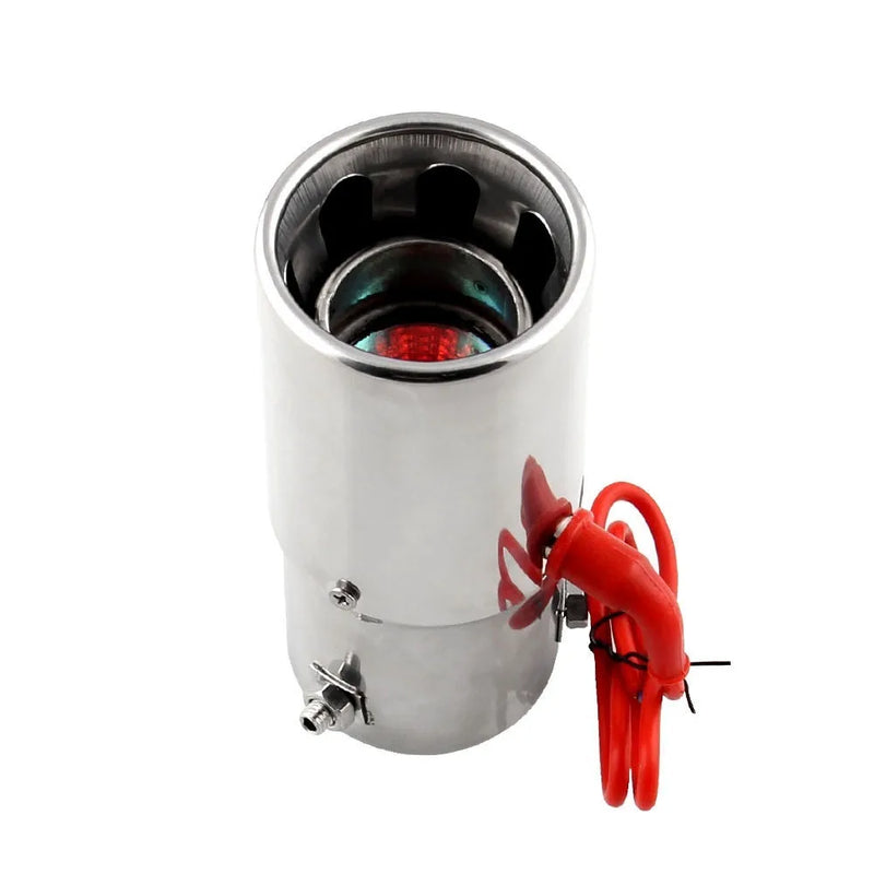 1Pcs Universal Stainless Steel Car LED Exhaust Muffler Tip Pipe Red Light Flaming Tail Muffler 30-63mm