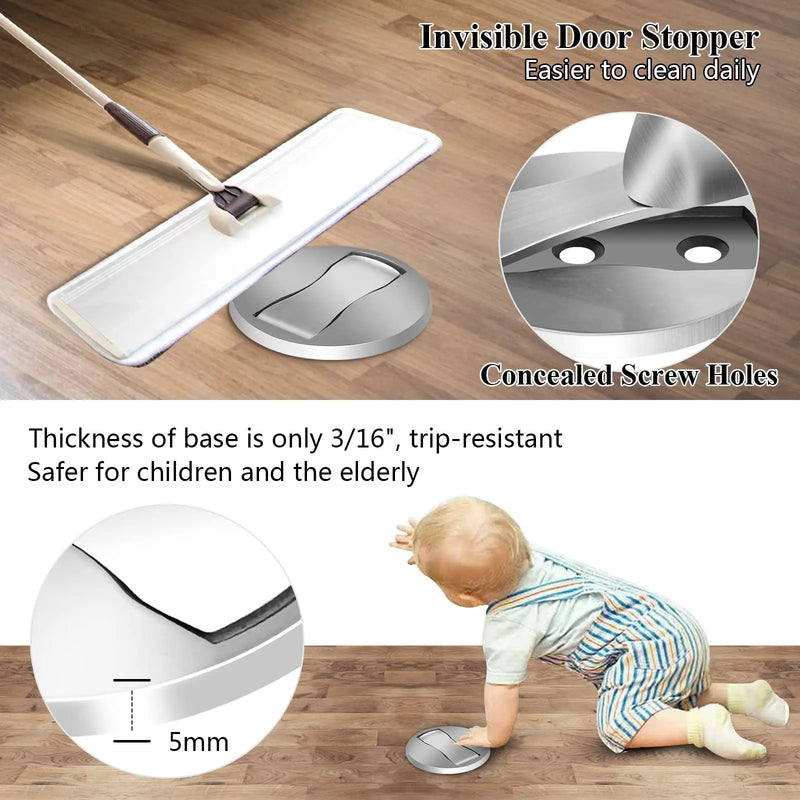 Punch Free Anti-collision Invisible Strong Magnetic Zinc alloy Door Stopper Door Holders Catch Floor Mounted Nail-free Door Stop