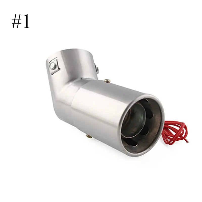 1Pcs Universal Stainless Steel Car LED Exhaust Muffler Tip Pipe Red Light Flaming Tail Muffler 30-63mm