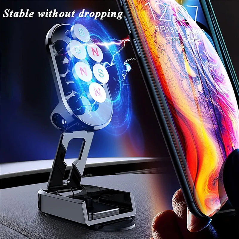 Magnetic Car Phone Holder Foldable 720° Rotation Hanger Mount Mobile Cell Phone Stand GPS Support For iPhone 14 13 12 11 Xiaomi