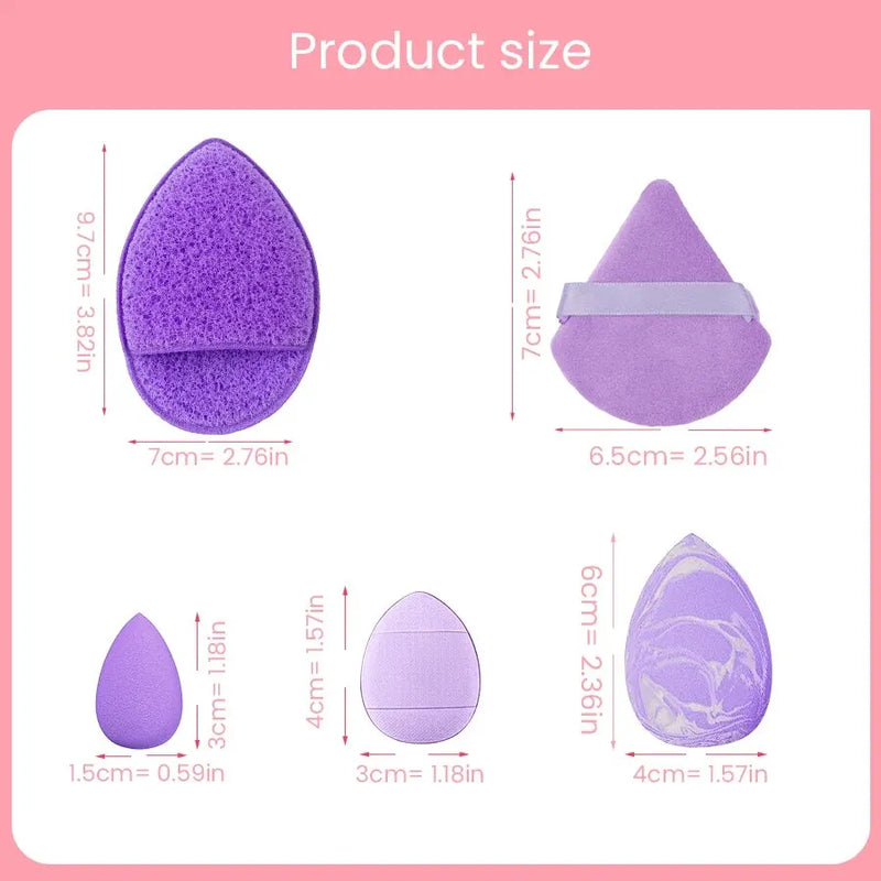 15 Purple Makeup Puff Sponge Water Drop Face Cleansing Puff Set for Home Or Outdoor Use