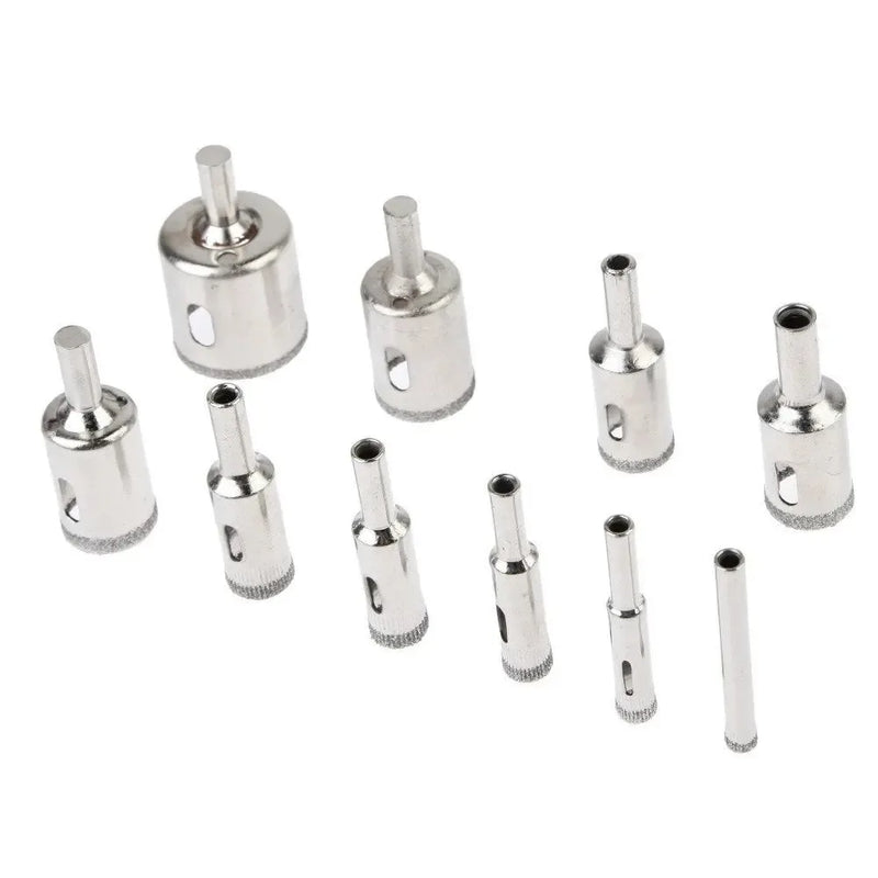 Glass Drill Plating Hole Opener 10 PCS 6-30MM Diamond Coated Positioning Reamer Drill Bit Set Saw Kit Tile Marble Ceramic Power