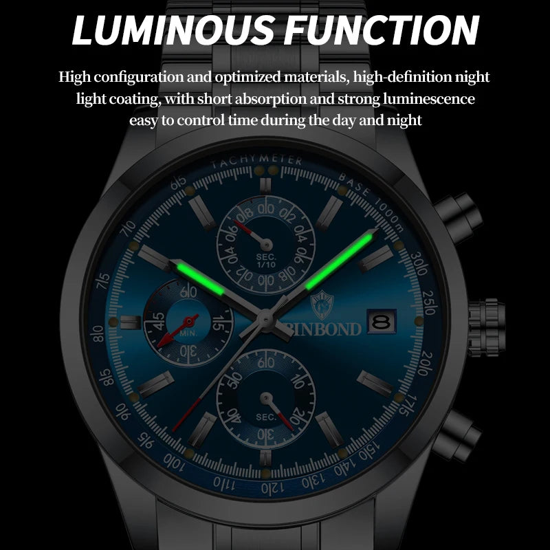 2024 New Luxury Men's Watches Quartz Watch Silicone Sport Date Chronograph Waterproof Luminous Multifunction Men's Quartz Watch