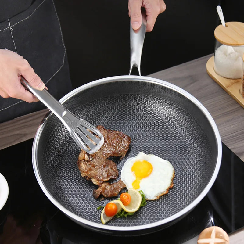 Frying Pan 316 Stainless Steel Honeycomb Cooking Non-stick Non-coated Full Screen Omelet Steak Pancake Cookware Kitchen