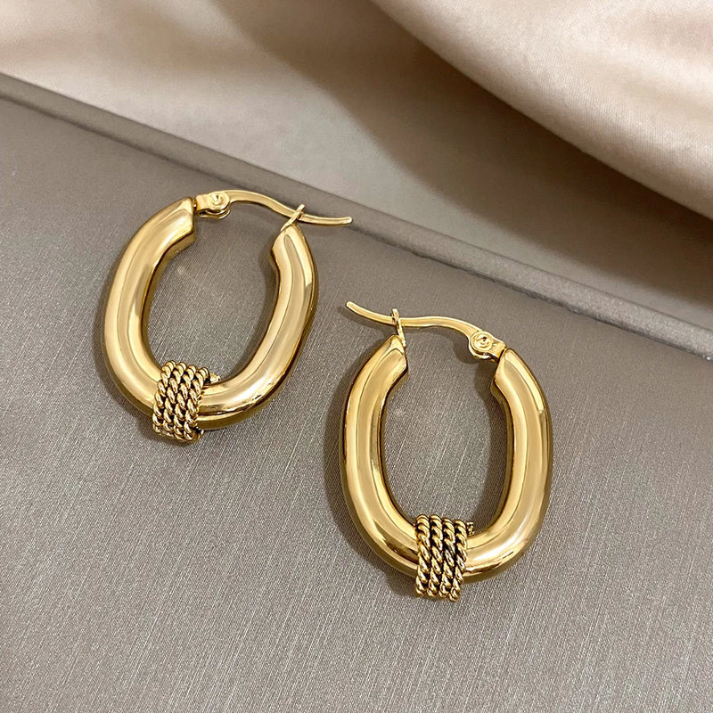 ALLYES U-shaped 316L Stainless Steel Chunky Earrings for Women Fashion Punk Gold Color Geometric Hoop Earrings Jewelry Gifts