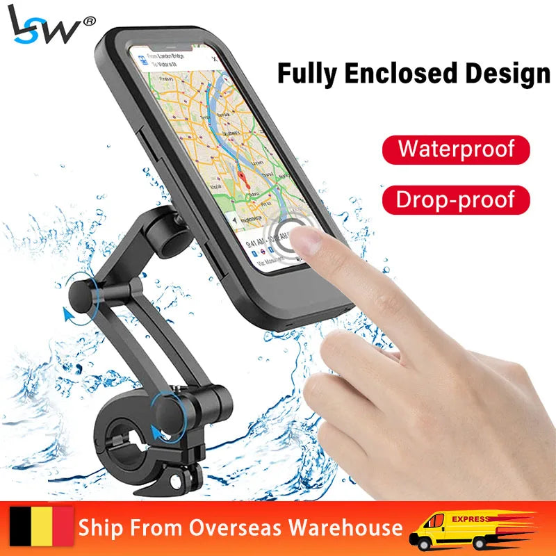 Bike Phone Holder Waterproof Motorcycle Phone Holder with TPU Touch Screen 360° Universal  Bicycle Mobile Mount for iPhone